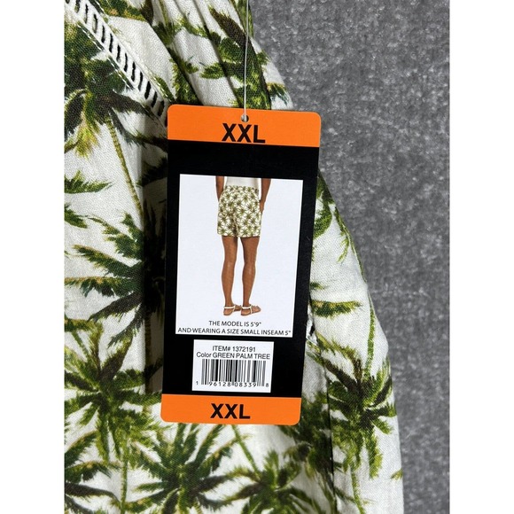 Briggs Elastic Waist Linen Blend Shorts Womens XXL Green Palm Tree Pockets NWT - Picture 6 of 14